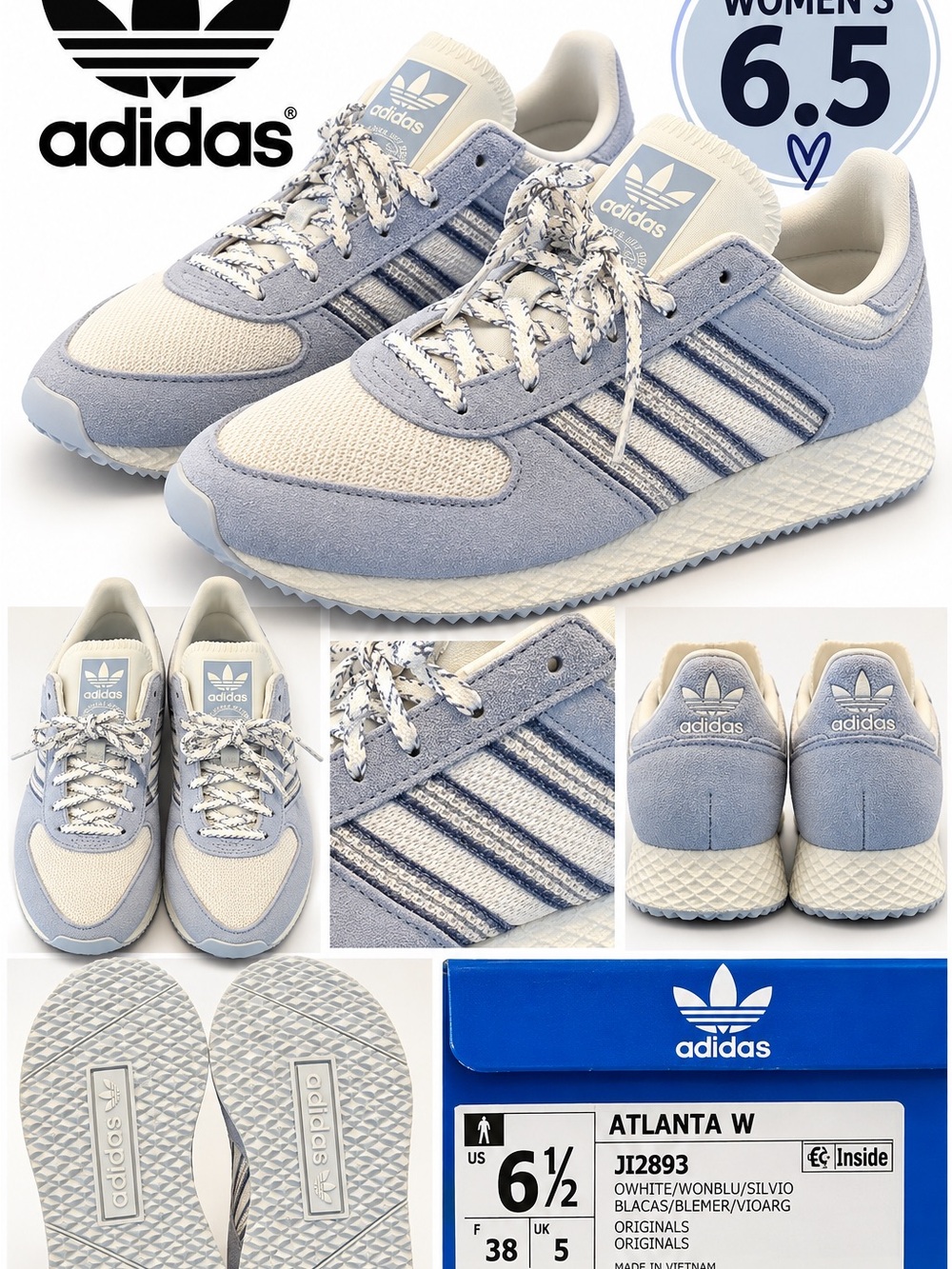adidas Atlanta W Sneakers in Light Blue and Cream